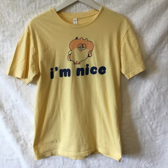Next Level Apparel "I'm Nice" Yellow T-Shirt - Picture 2 of 10